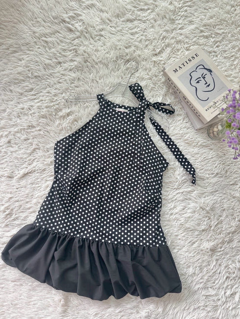 Halter Neck Design Polka Dot Tops